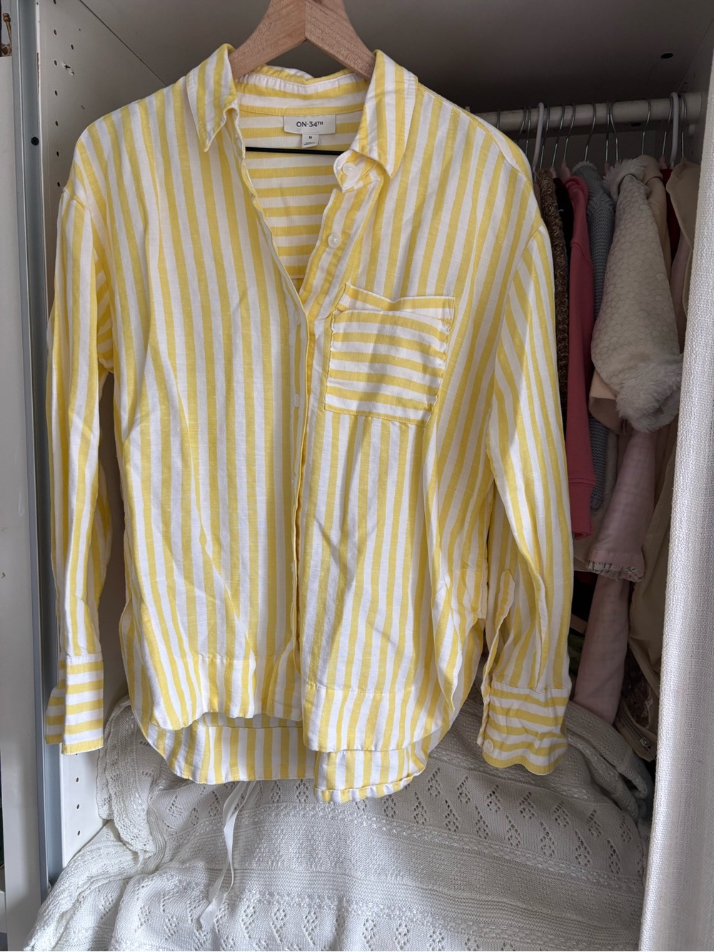 Yellow & White Striped Button-Down Shirt
